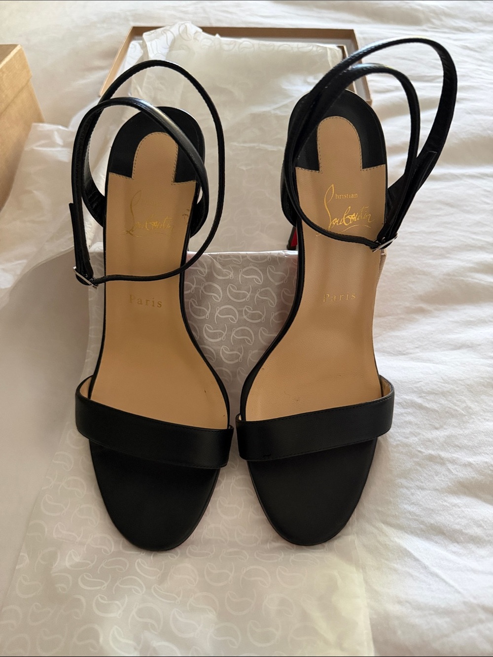 Christian Louboutin Black Strappy Leather High-Heel Sandals